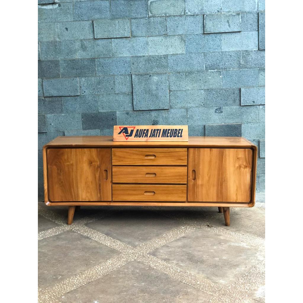 Retro Sideboard-Bufet tv retro Minimalis Jati - Bufet Meja Tv Retro kayu Jati - Meja Tv Jati