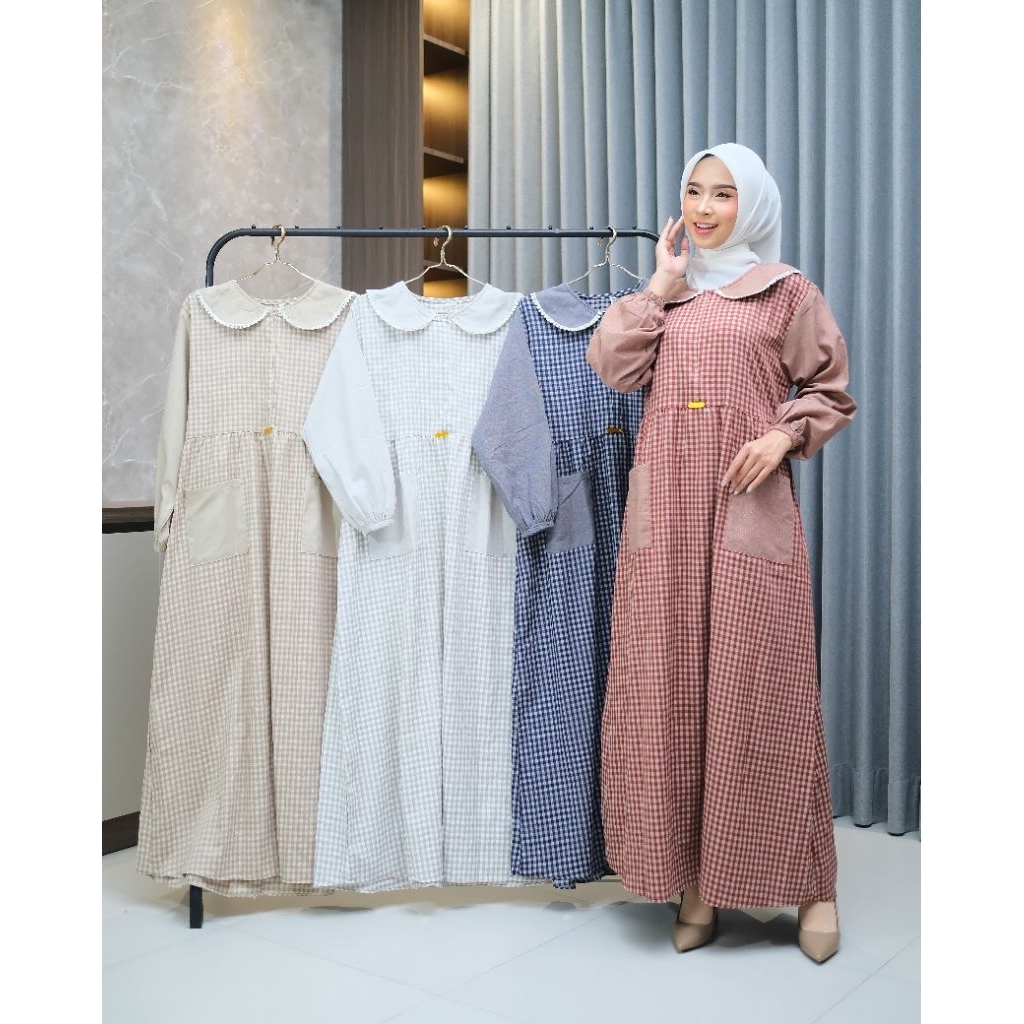 InggitChic | Haruka Dress Katun Jepang Kotak-kotak