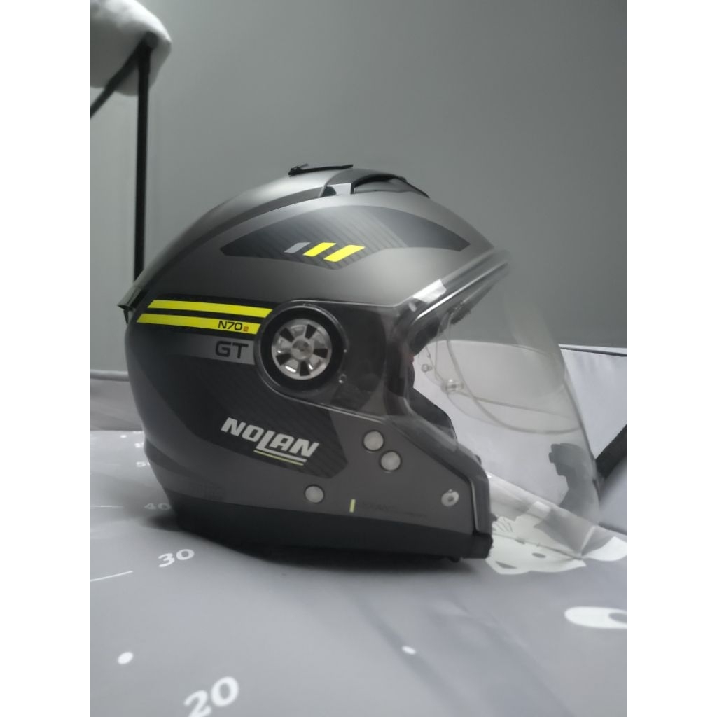 Helm Nolan N70-2 GT Bekas Original Modular Full Face Touring Abu Doff Kuning