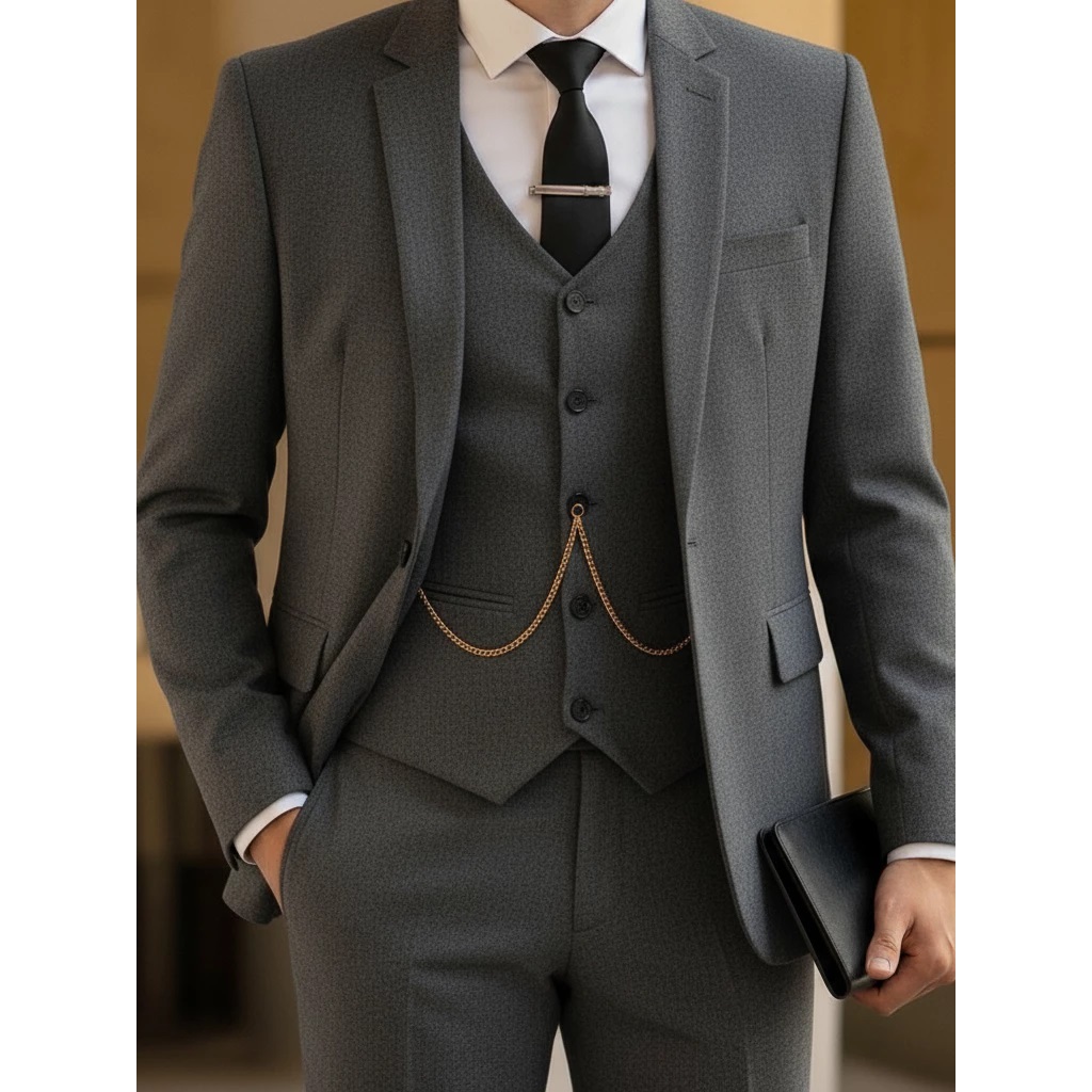 One Set Jas Elegant Pria Hitam | Abu Tua