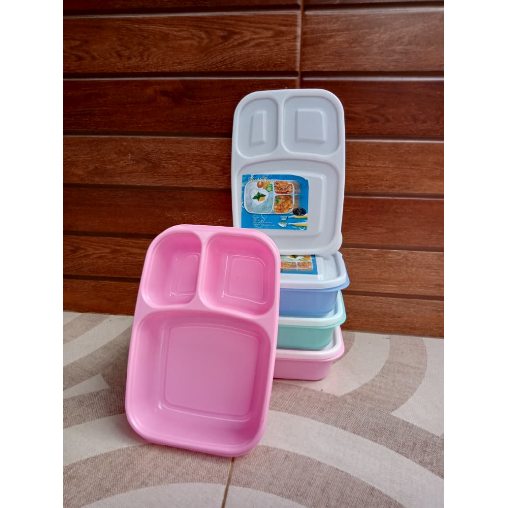 New Cornelius lunch box - kotak bekal nasi anak plastik sekat 3 - foodgrade - Wadah Bekal - ompreng 