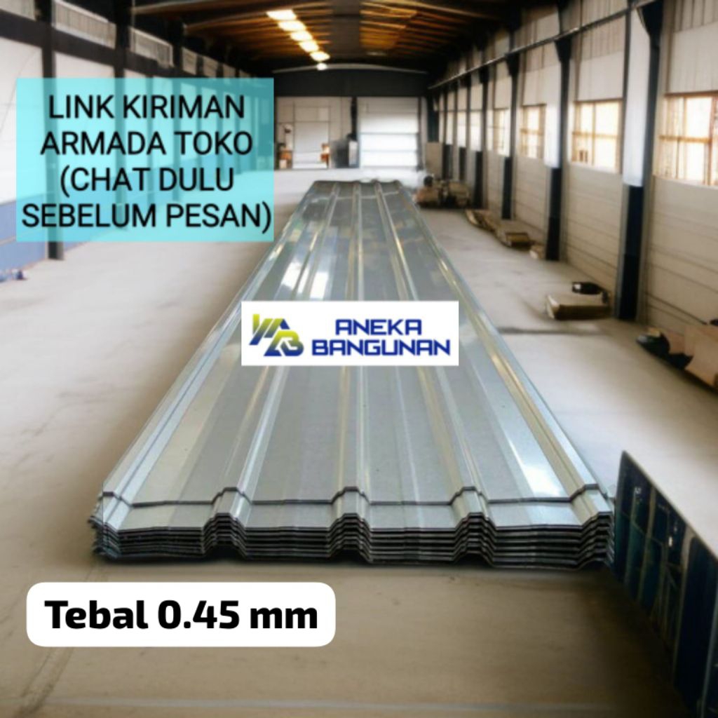Atap Spandek Tebal 0.45 Galvalum Zincalum (harga per meter)