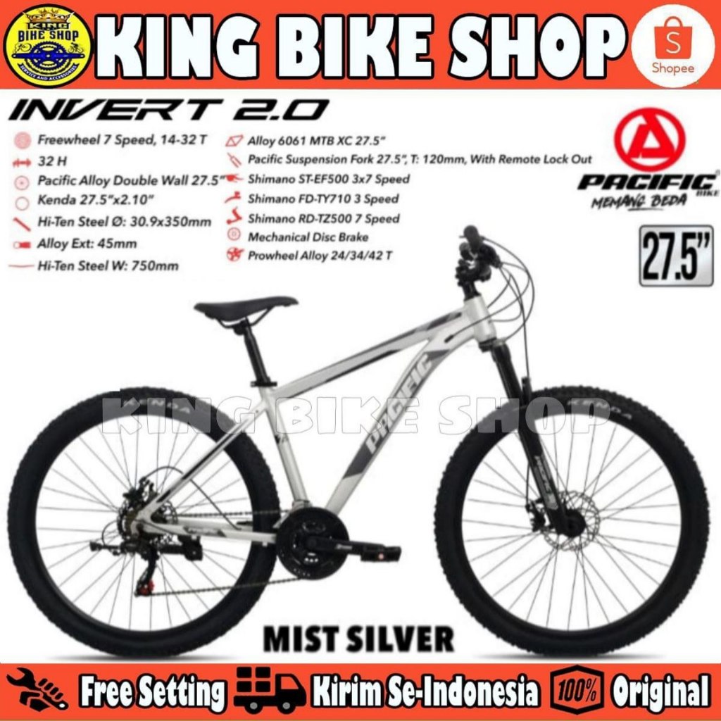 Sepeda Gunung MTB PACIFIC INVERT 2.0 Ukuran 27,5 Alloy Shimano