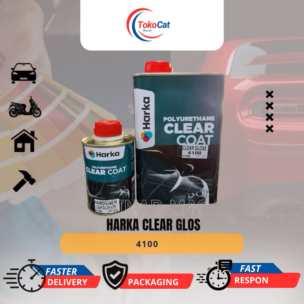 Harka Clear Vernis 4100 Clear Coat Polyurethane Clear Mobil Gloss/Kilap 1 liter set