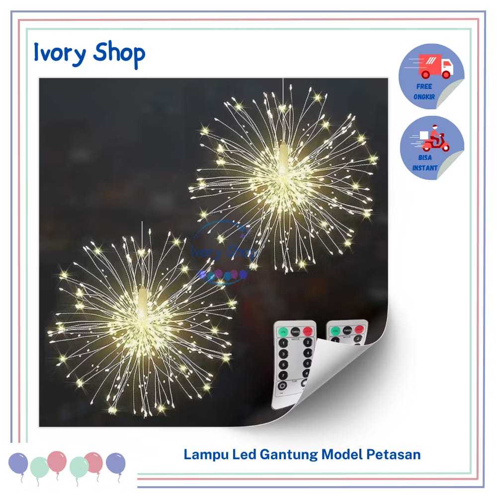 Lampu Led Gantung Taman Outdoor Cafe Model Petasan Kembang Api Natal