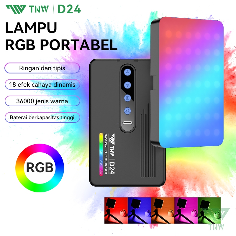 TNW D24 RGB Lampu LED Video Lampu Studio Led Lighting Portable Mini Lampu Fotografi RGB Led Video Li