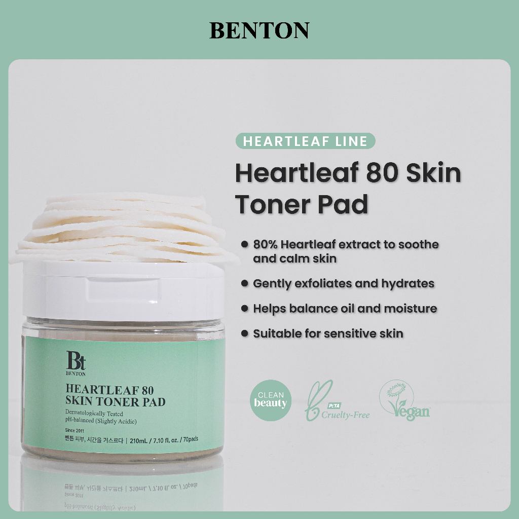 BENTON Heartleaf 80 Skin Toner Pad 210ml  [Masker Pad Kulit Sensitif & Jerawat]