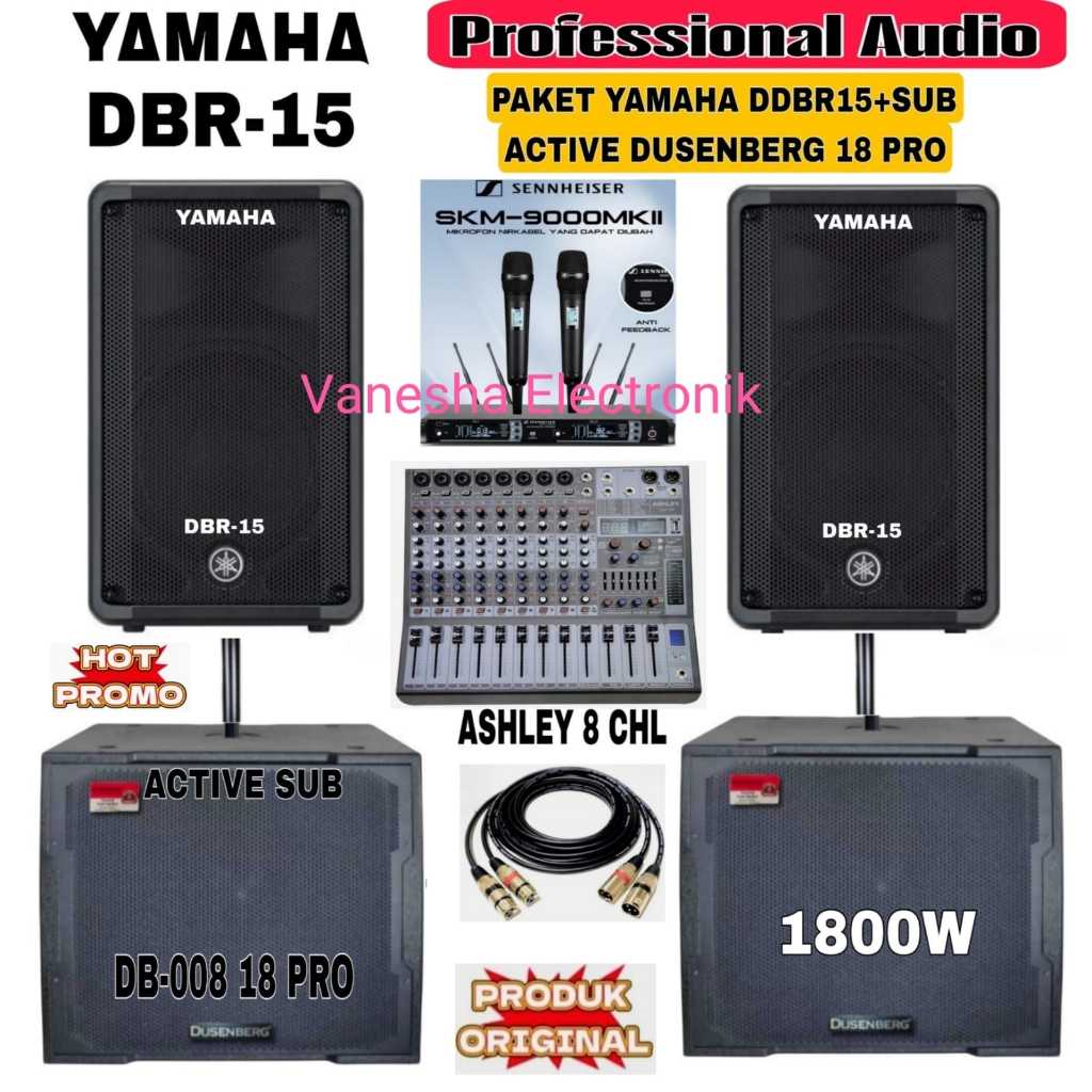 Paket sound system outdoor indoor speaker aktif 15" YAMAHA DBR15 DBR 15 original full set
