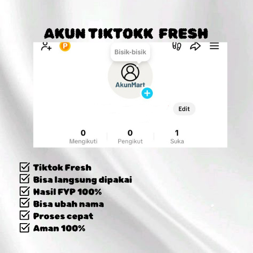 Akun TikTok Fresh ber Follower Siap Pakai | Akun TikTok Polosan | no aktivitas | Garansi Login