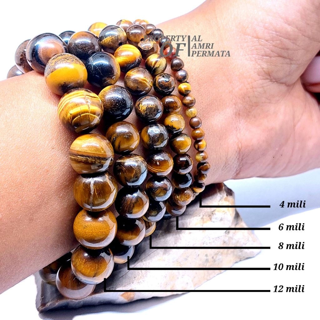 Gelang Batu Natural Tiger Eye / Gelang Batu Biduri Sepah / Gelang Batu Akik / Gelang Pria / Gelang W