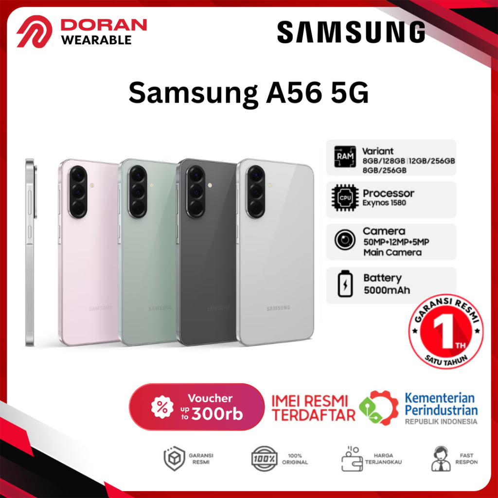 Samsung Galaxy A56 5G 8/256GB 12/256GB RAM 8GB 12GB ROM 256GB - Garansi Resmi SEIN 1 Tahun