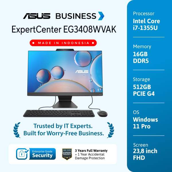 All in One PC TKDN Asus ExpertCenter EG3408WVAK-BPC715X | I7-1355U 16GB 512GB SSD 23.8" TKDN WIN11 P