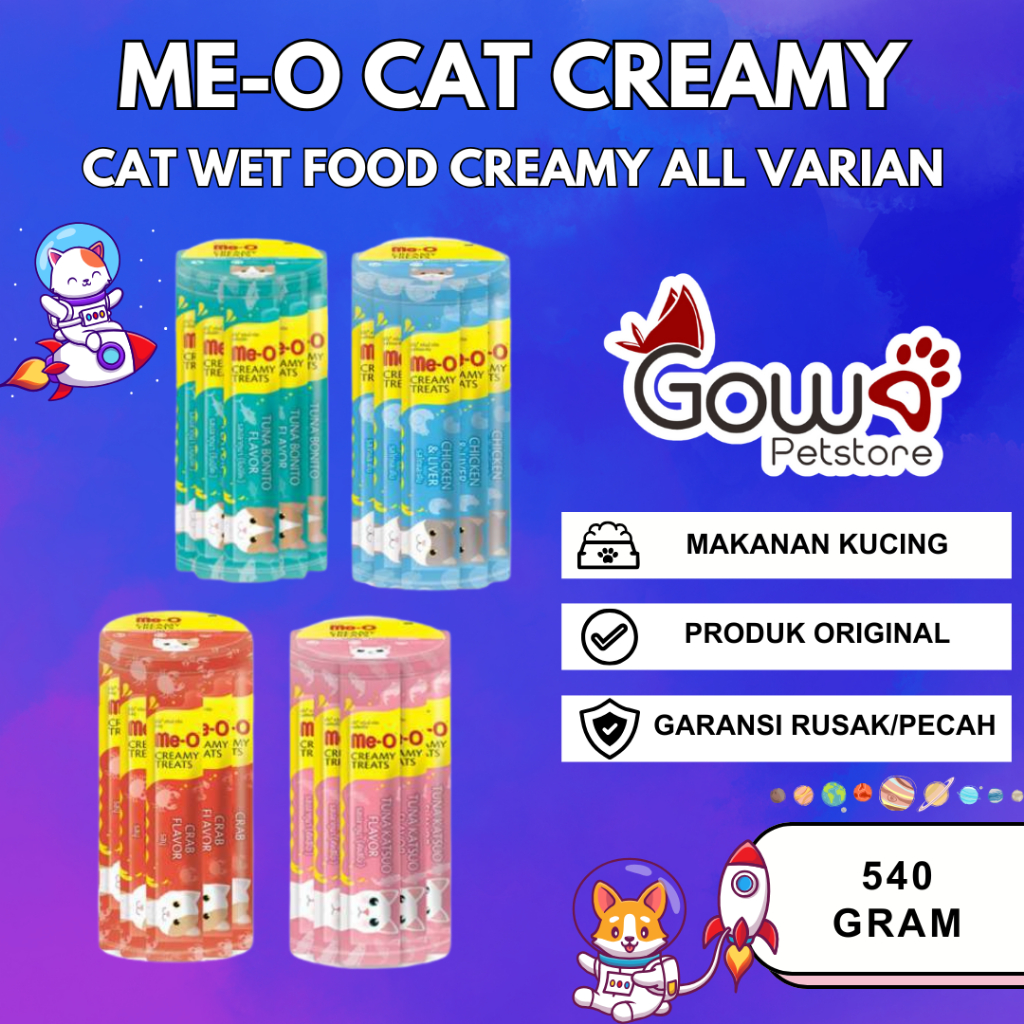Snack Cemilan Kucing Meo Creamy Mix Flavor Cat Treats Food 36 pcs