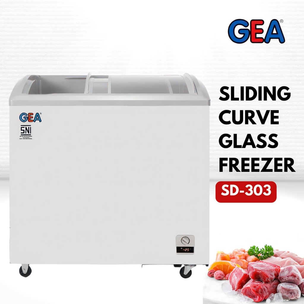 SLIDING CURVE GLASS FREEZER (GEA) SD-303 / Freezer Box GEA 303 Liter