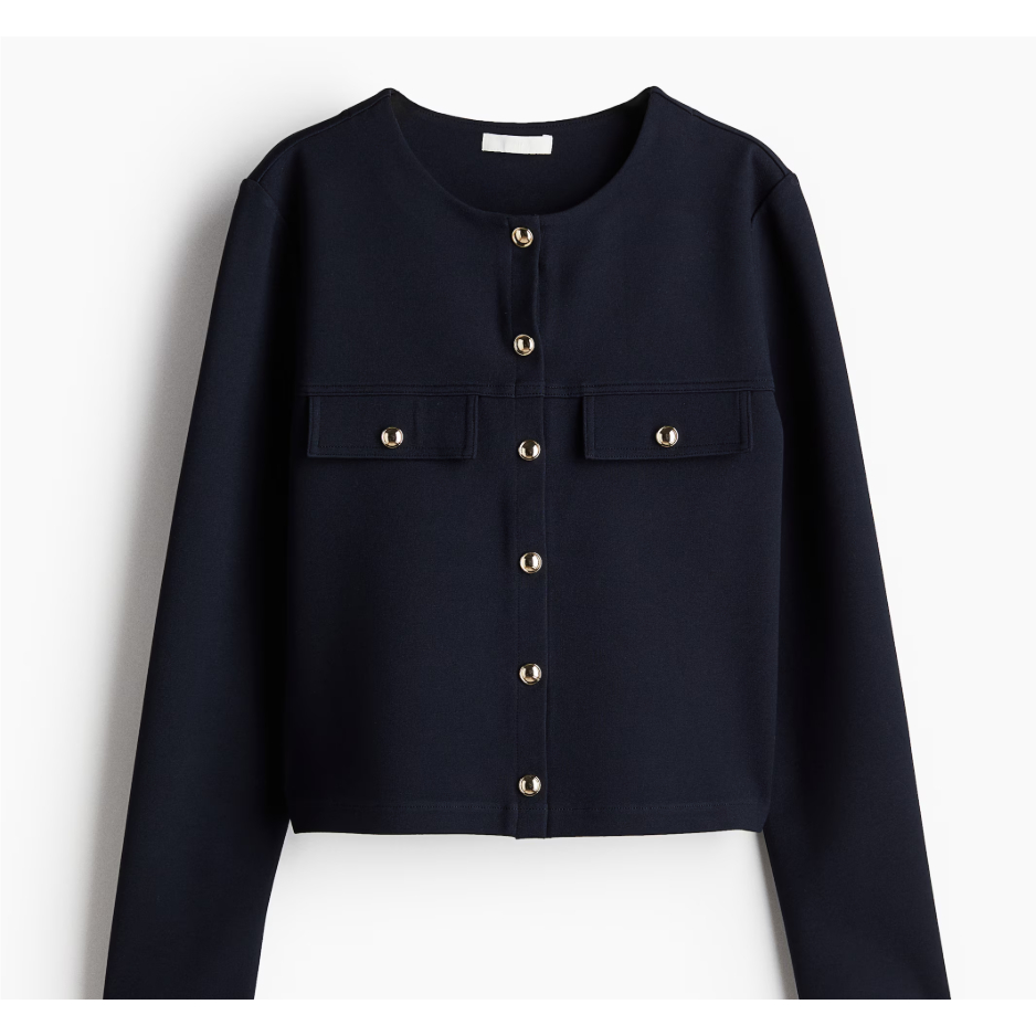 Cardigan Blazer Wanita Crop H&M Navy - Outer Atasan Wanita Warna Biru Navy