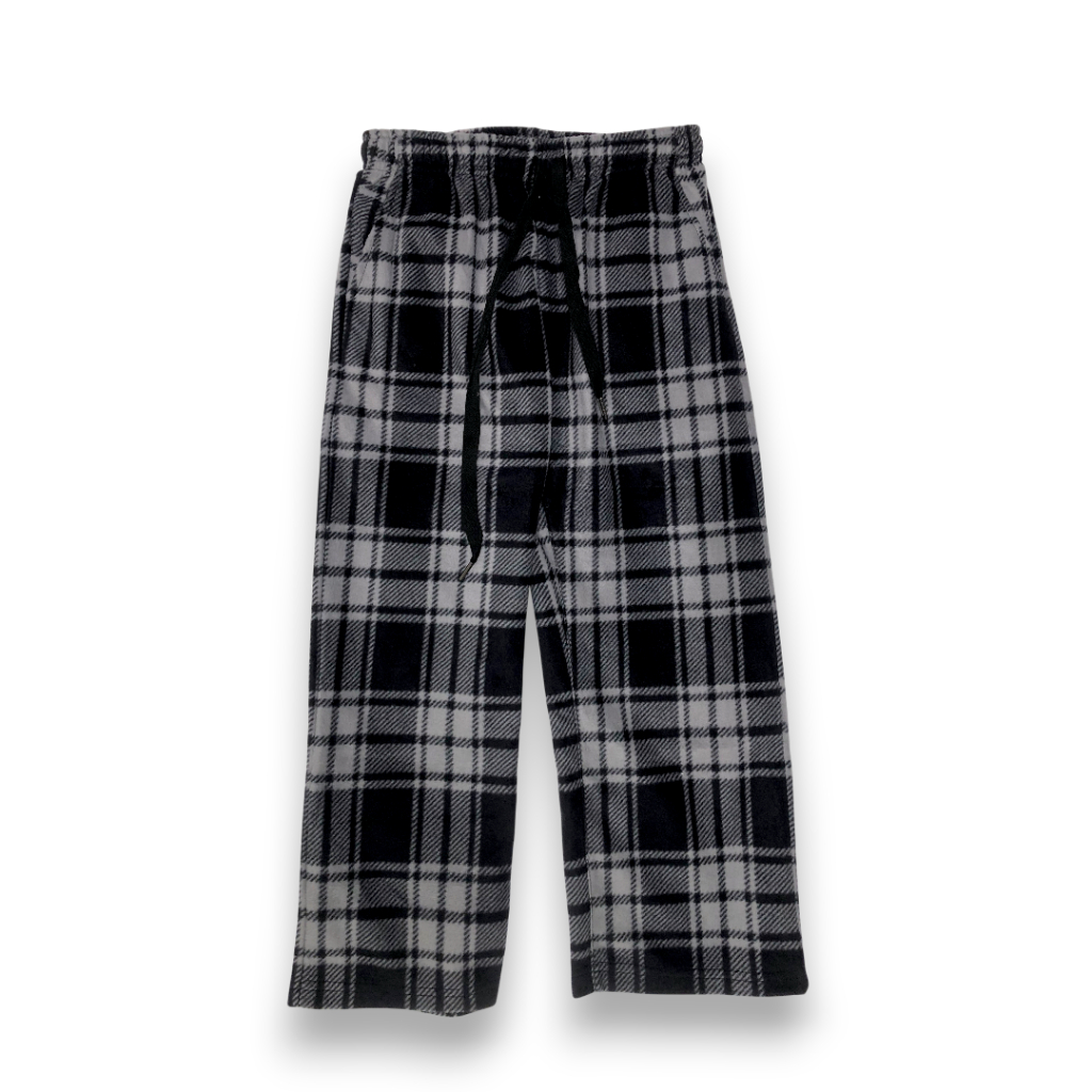 Celana Panjang Anak Tanggung Kotak Tartan Abu – Celana Panjang Anak Plaid Fleece Tebal Hangat Nyaman