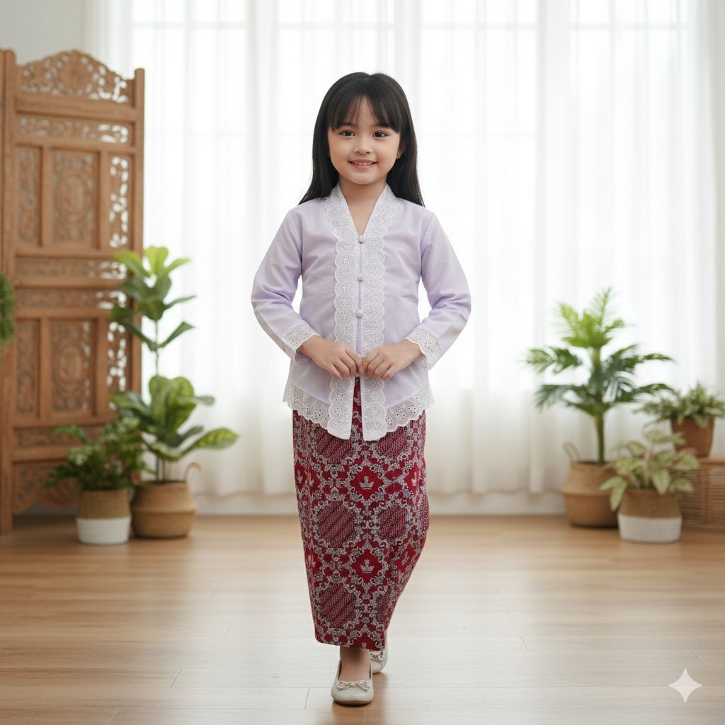 Kebaya encim/ Kebaya Lereng Merah/ Kebaya lereng Hitam/ kebaya anak sekolah/ kebaya encim anak sd/ K