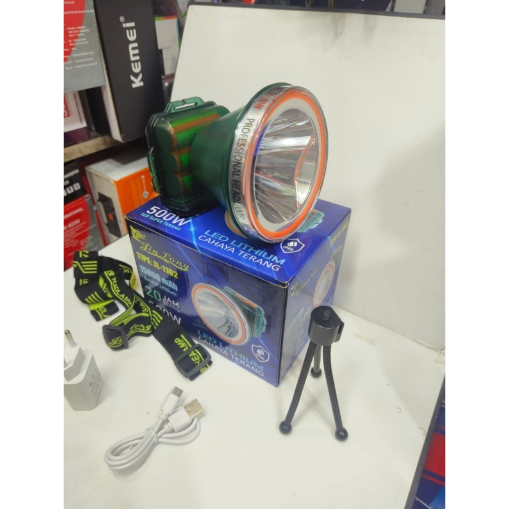 JinLong JL-1102 Senter Kepala 500W / Headlamp Jumbo JinLong LED Super Cahaya Terang 500W
