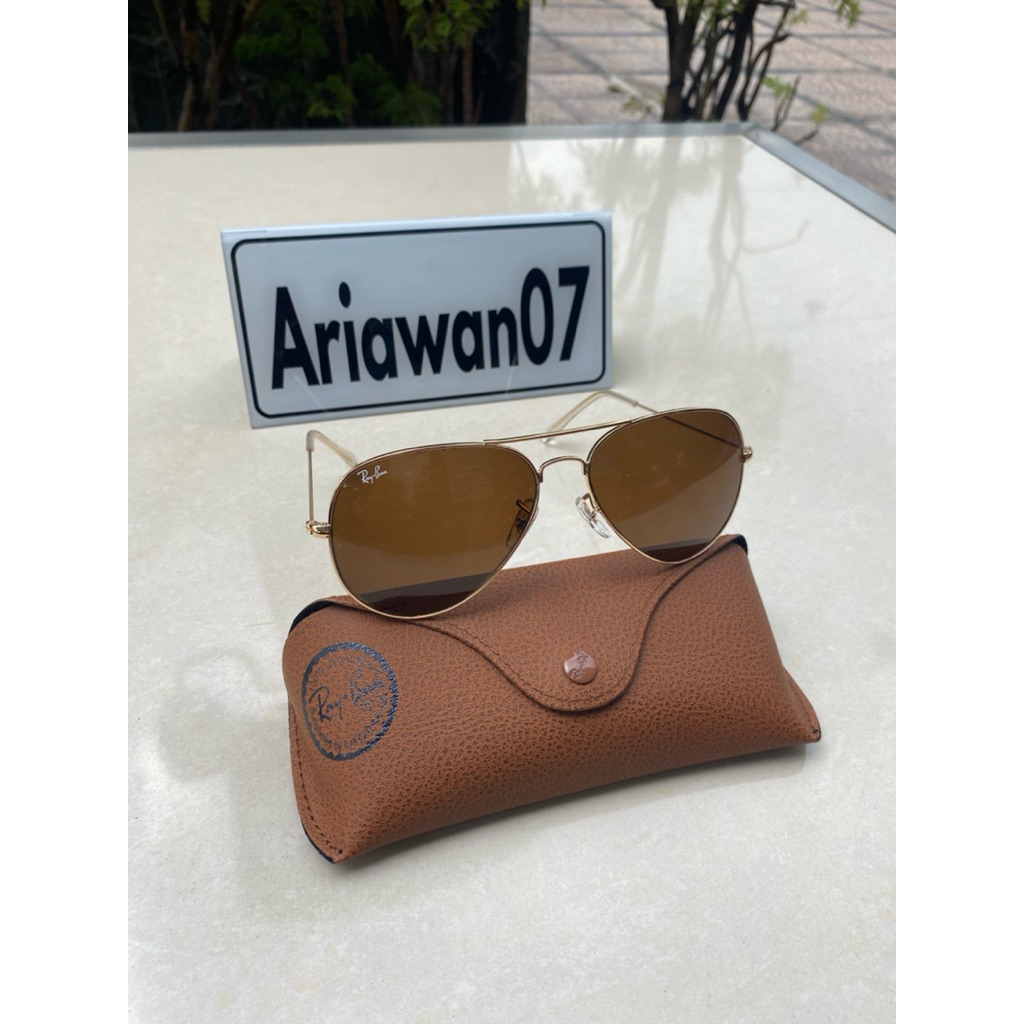 kacamata ray-ban aviators frame rosegold kaca coklat sz 62