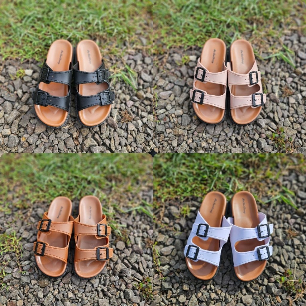 Sandal Slop Wanita Gesper Dua Sandal Karet Jelly Terbaru - FLD225B2