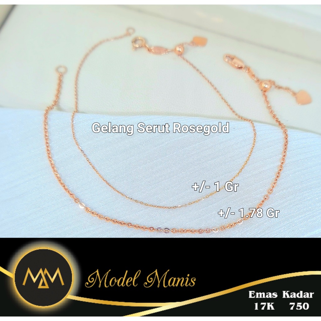 Model Manis Gold - Gelang Serut/Extention Nori Rosegold - Emas 17k  750