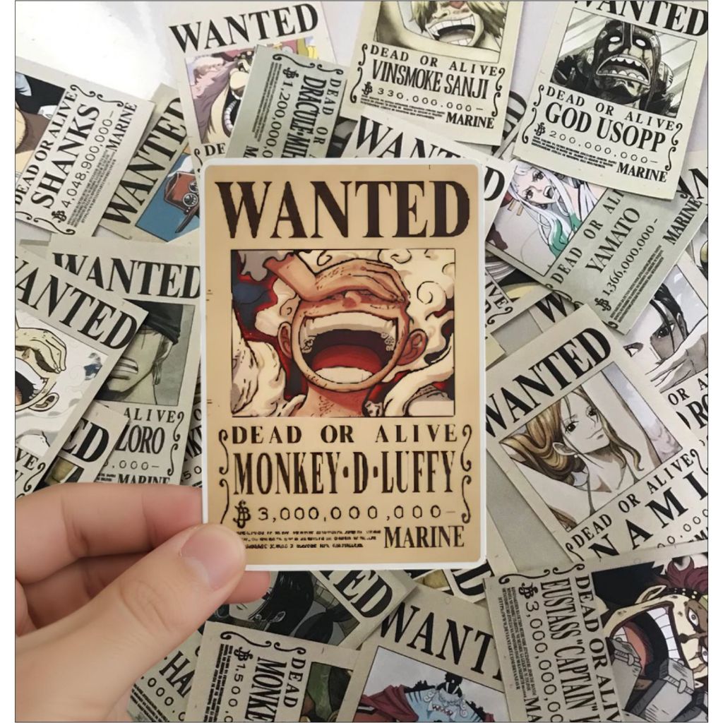 Sticker anime One Piece || Stiker One Piece Stiker WANTED keren DGS002