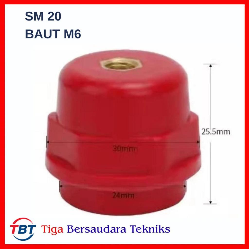 Isolator Busbar Merah SM 25-6 Busbar Isolator SM 25-6 Baut M6