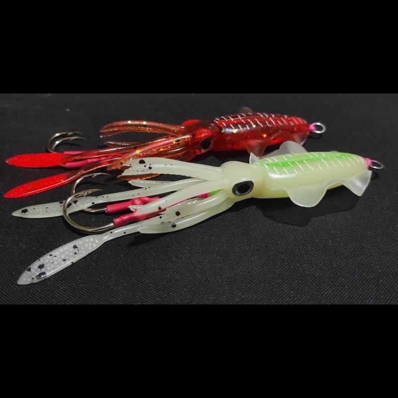 Umpan Pancing Casting Cumi Karet Size Realis Mirip Cumi Asli Bukan Chasebait Termasuk Hook Assist