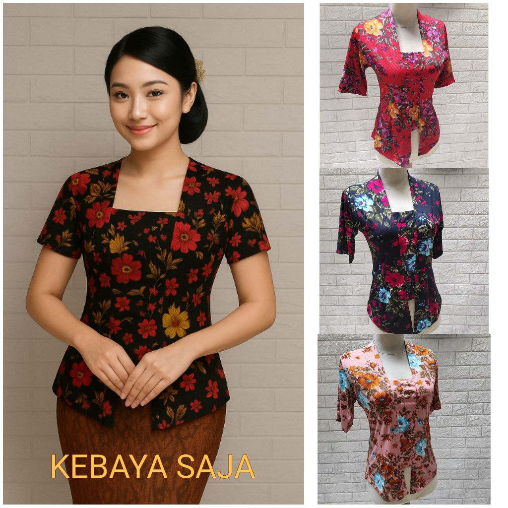 atasan kebaya bunga melar lengan pendek lawasan kembangan nenek kutubaru vintage floral strait sttet