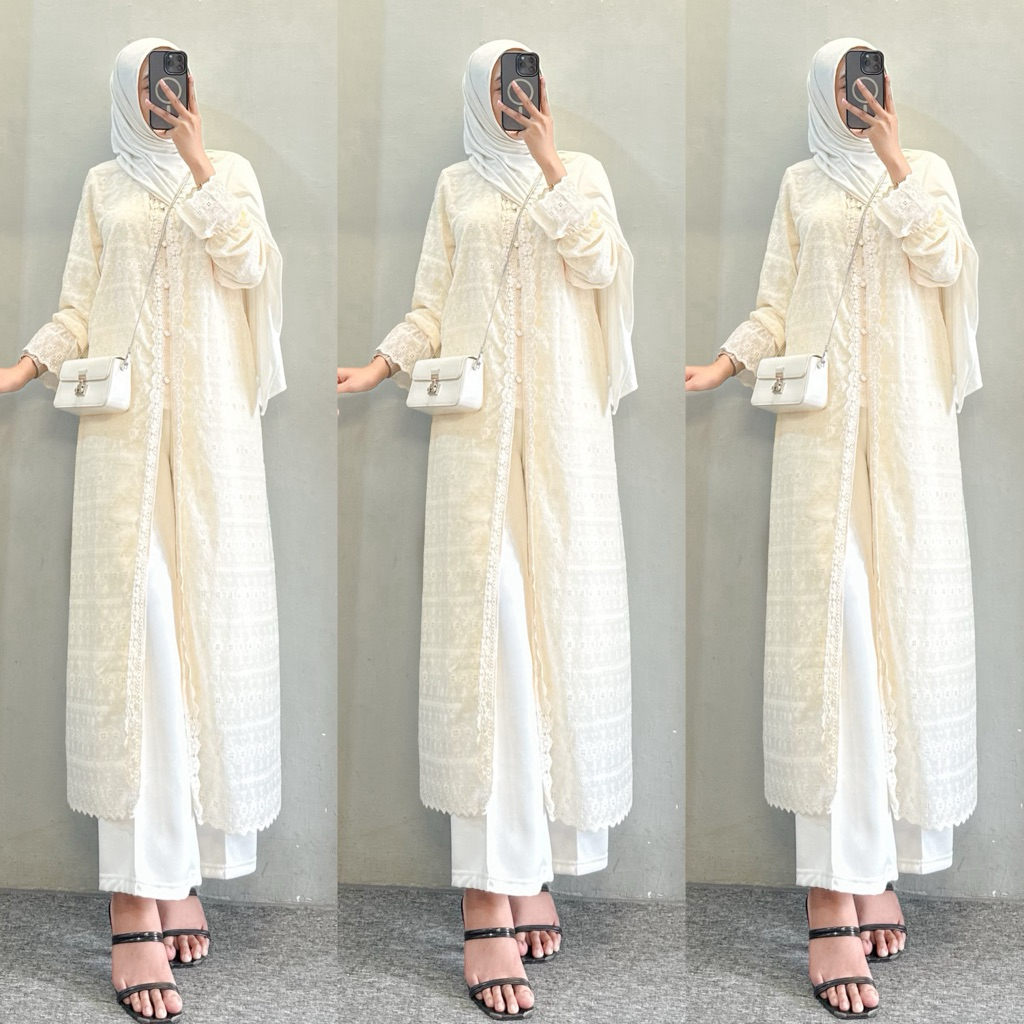 ELENA - Omela -savira long tunik katbol premium busui model midi terbaru trendy | midi lebaran lamar