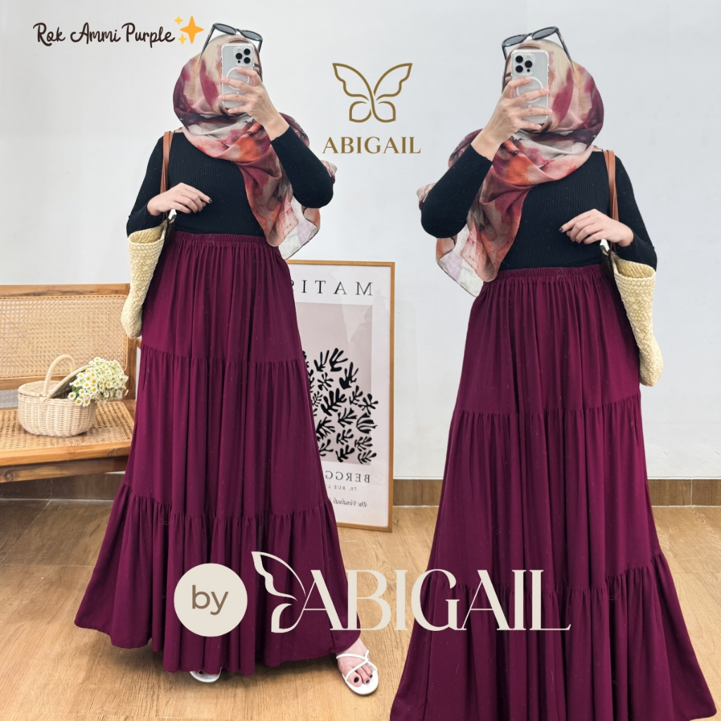 Rok Rayon Jumbo - Rok Canda Polos - Rok Panjang Wanita - Rok Korean Style - Rok Payung Rayon - Rok W