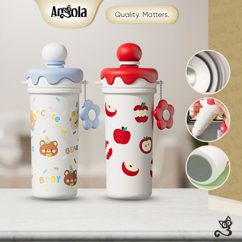 ANGOLA Tumbler Botol Minum 680ml W16 Tumbler Bottle Stainless Steel / Botol Minum Sedotan Lucu / Tahan Panas & Dingin