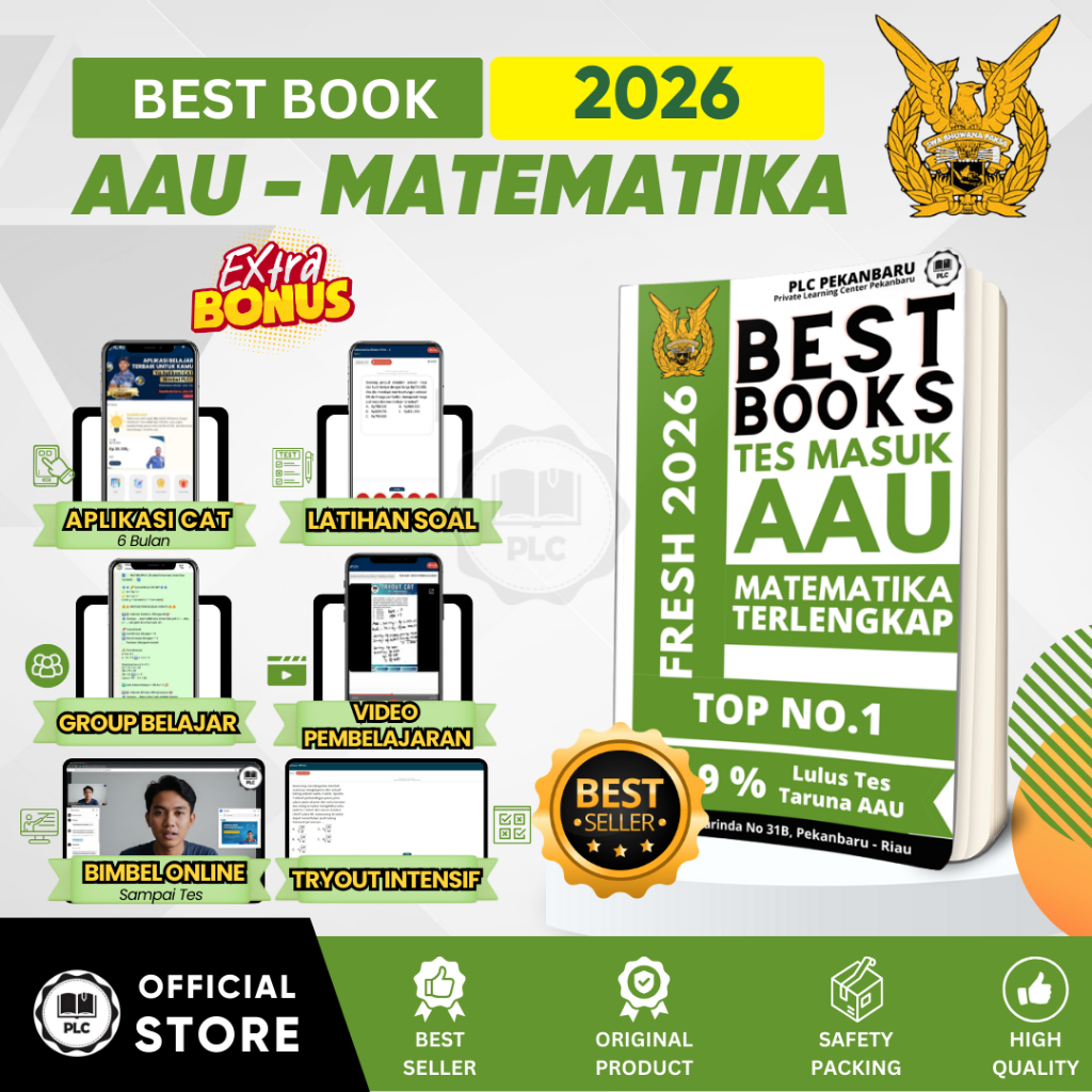 PLC - Buku Materi & Bank Soal Matematika Persiapan Tes Masuk AAU 2026