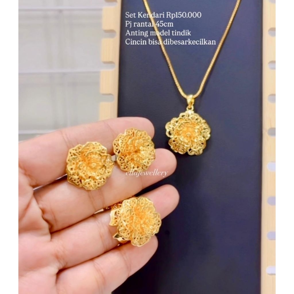 set kendari bunga besar vier33. set perhiasan wanita titanium Rodhium tembaga xuping Lapismas