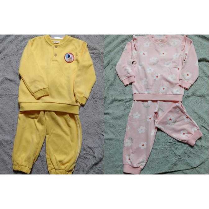 setelan agabang kuning/peach ukuran 110 only usia 3-4 tahun