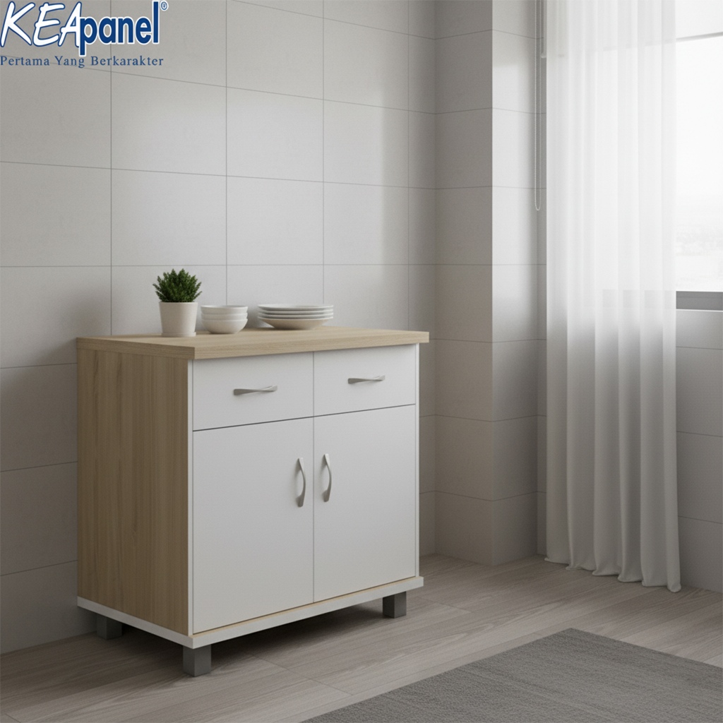 Kea Panel – Kitchen Set 2 Pintu / Lemari Dapur Bawah / Rak Bawah Dapur Minimalis Warna Putih Kayu De