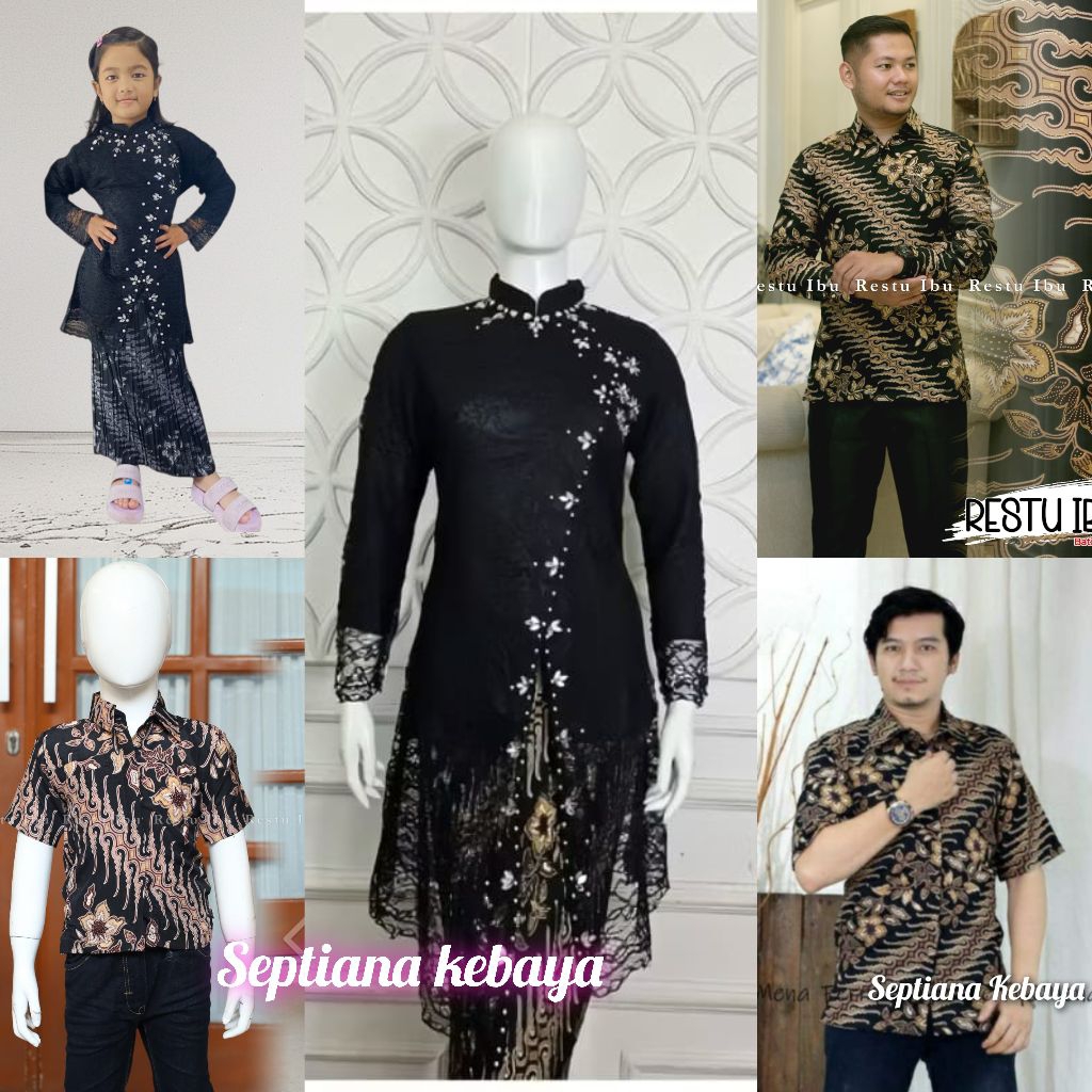 Couple kebaya warna hitam / kebaya modern couple pasangan / couple kebaya dan batik krisan