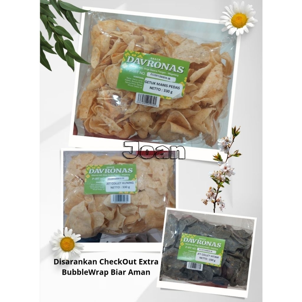 GETUK MANIS PEDAS, JET COLLET KUNING & HITAM 330gr DAVRONAS / Camilan & Oleh Oleh Khas Magelang Jogj