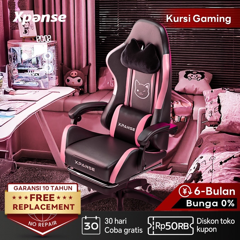 Xpanse Pink Cat Kursi Gaming/Kursi Kantor/Kursi Kerja/Gaming Chair/Kursi Belajar/Kursi Santai/Kursi 