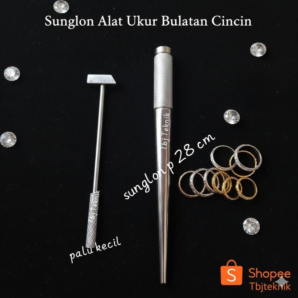 sunglon besi+palu kecil alat ukur cincin
