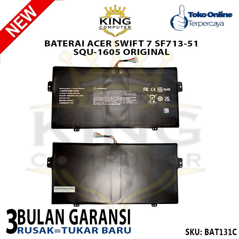BATERAI ACER SQU-1605 SPIN SP714-51 SP713-51T SWIFT 7 S7-317 SF713-51 S7-371 ORIGINAL