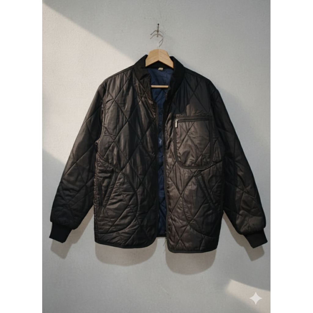 Jaket Quilted Hitam Pria | Outer Casual Streetwear | Hangat & Ringan