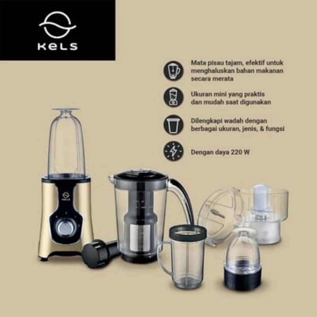 Kels Set 6 Pcs Nada Mini Blender - Gold