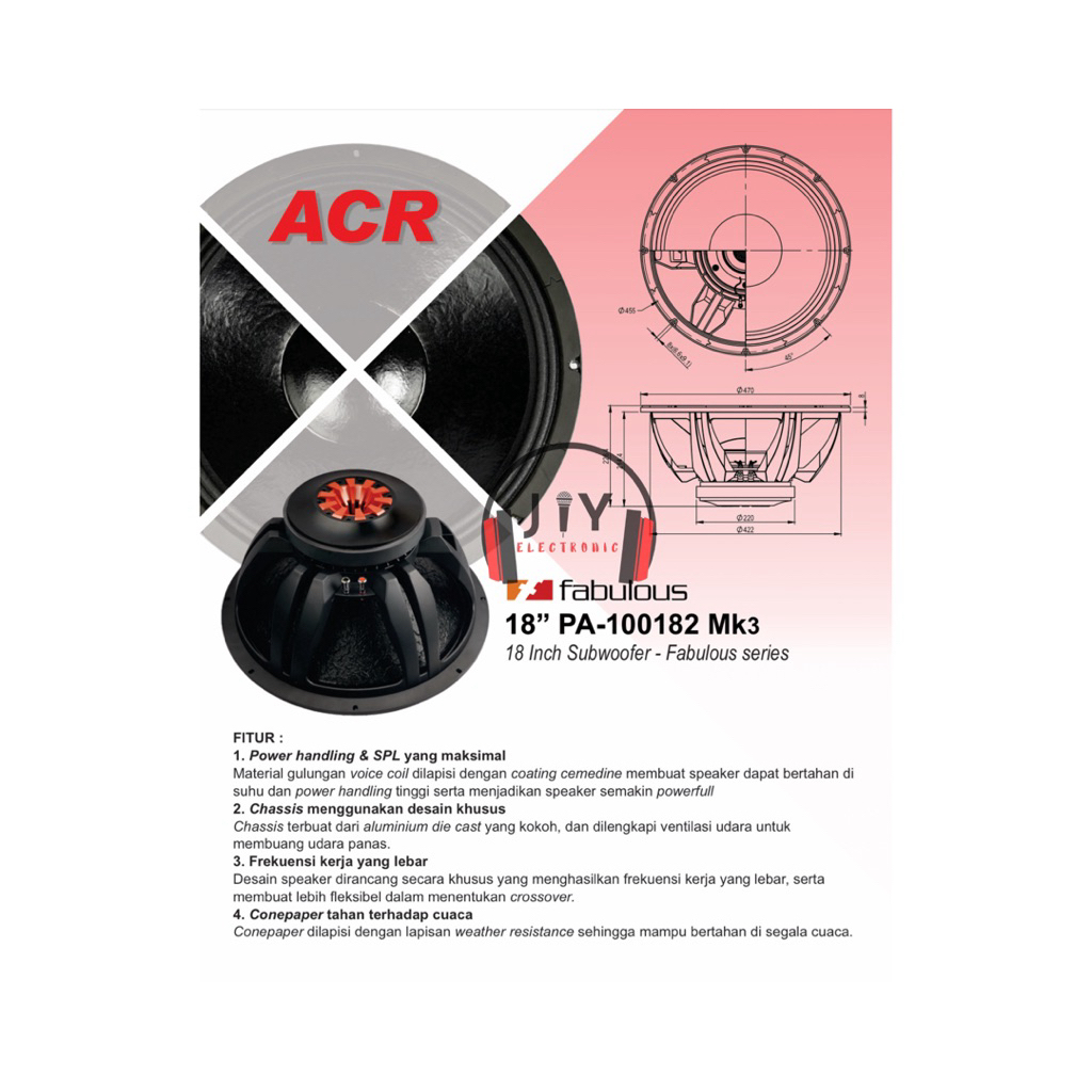 Speaker Fabulous Series by ACR 18 inch 18” Fabulous PA-100182 MK3 PA 100182 MK3 PA100182 MK3
