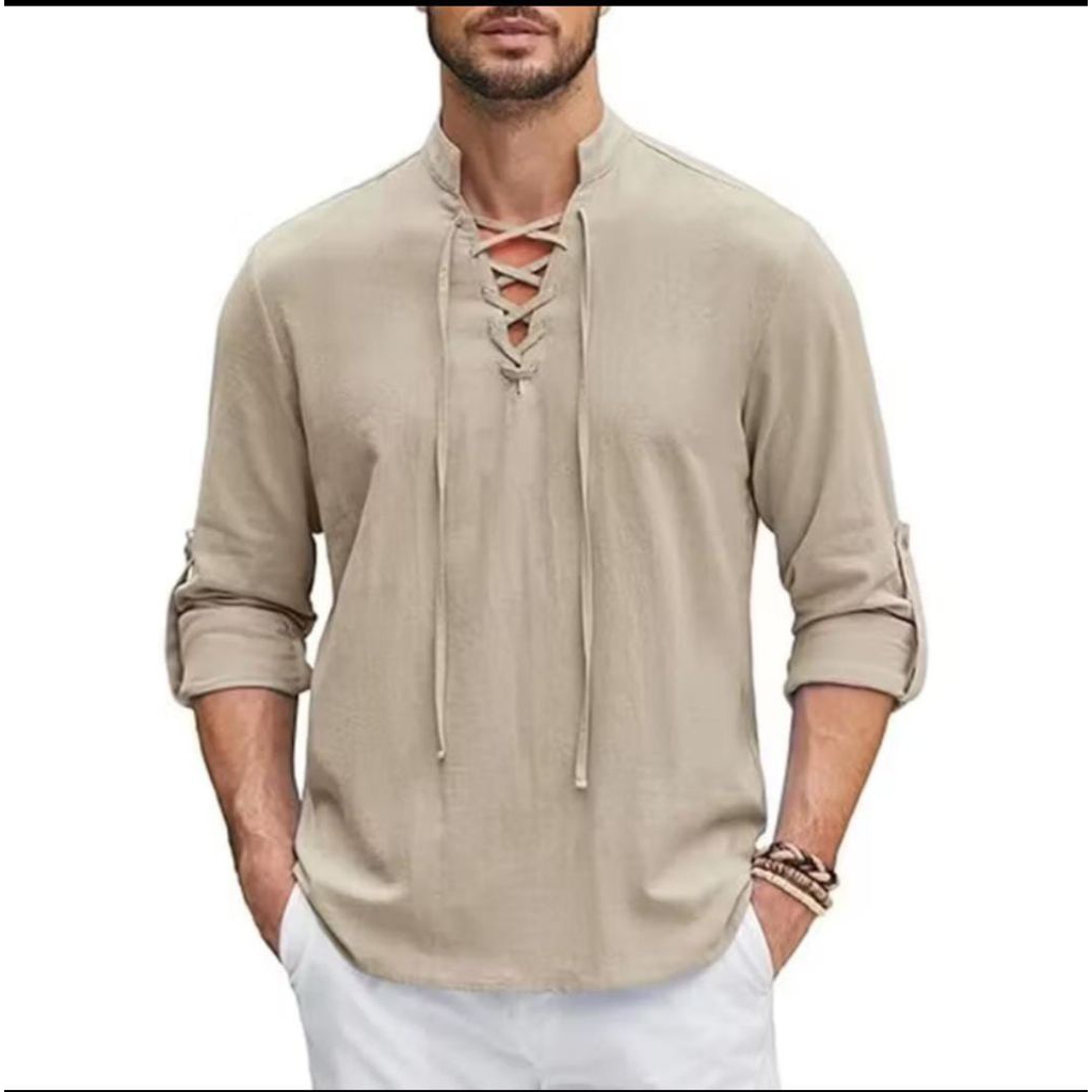 baju kemeja linen tali pria dewasa