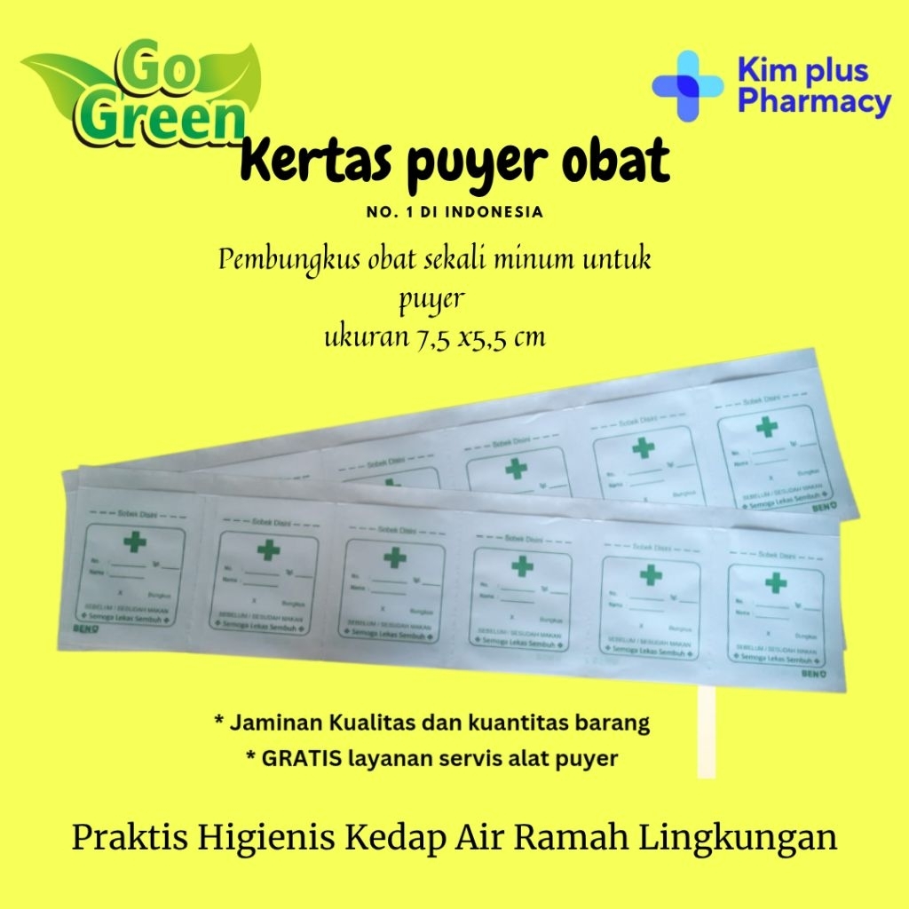 kertas puyer obat etiket 1 pack isi 1200 pcs