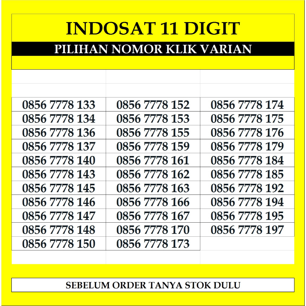 Nomor Cantik Indosat Im3 Ooredoo 11 Digit Prabayar