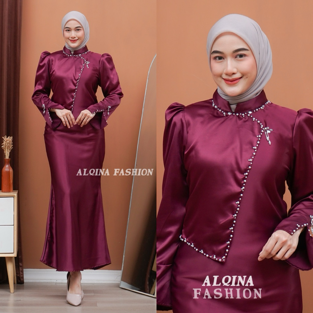 Amania Dress Gamis Baju Gaun Satin Silk Payet Duyung Bridesmaid Kondangan Wisuda Lamaran Pesta Busan
