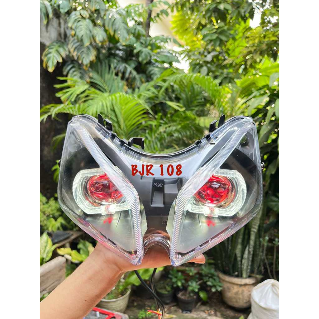 Reflektor lampu utama honda vario 110 karbu set biled ala projie 3,5 inch pnp tinggal sambung