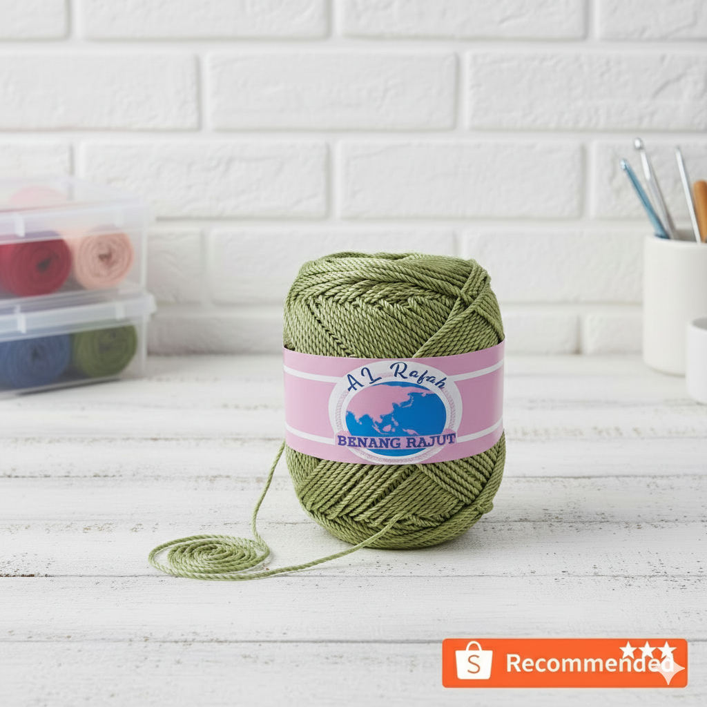 ALRAFAH - BENANG RAJUT POLY KILAP HIJAU MELON